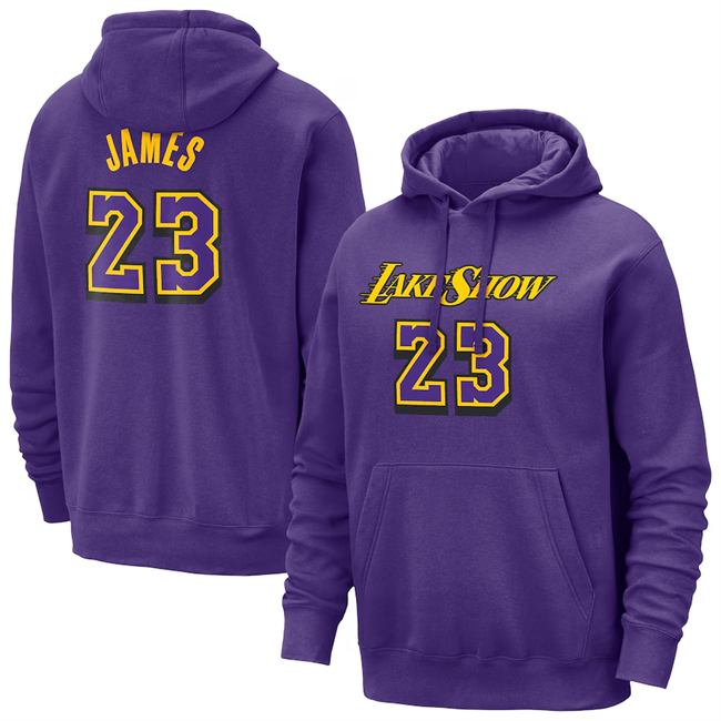 Men's Los Angeles Lakers #23 LeBron James Purple 2024/25 City Edition Pullover Hoodie